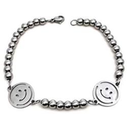 Titanium Steel Happy Smiley Crying Face Charm Bracelet Fashion Jewelry Unisex