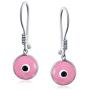 Spiritual Protection Round White Pink Blue Nazar Evil Eye Leverback Drop Earrings For Women Teen Murano Glass 925 Sterling Silver Made In Turkey