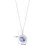 Peora Simulated Tanzanite Pendant Necklace for Women in Sterling Silver, 4 Carats total Cushion Cut, 9mm, Double Halo with 18 inch Chain