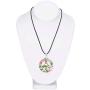 Murano Inspired Dichroic Glass Peace Sign Pendant by BESHEEK │ Hand Blown Artisan Green and Purple Lampwork - Hypoallergenic Italian Style Pendant Necklace
