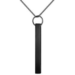 Hipunk Bar Necklace Earrings Women Men 316L Stainless Steel Long Plain Vertical Bar Pendant Earrings 18k Gold/Black Gun Plated Fashion Dainty Jewelry