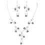 Rosemarie Collections Womens Elegant Crystal Rhinestone and Metal Relief Rose Statement Necklace Earrings Jewelry Set, 14.5'' - 18.5'' with 4'' Extender