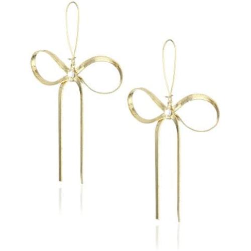 Betsey Johnson Textured Bow Drop Earrings