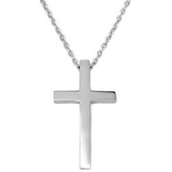 Loralyn Designs Large Mens Modern Stainless Steel Cross Pendant Necklace 20, 24 or 30 Inch 3mm Steel Chain