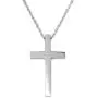 Loralyn Designs Large Mens Modern Stainless Steel Cross Pendant Necklace 20, 24 or 30 Inch 3mm Steel Chain