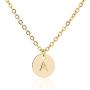 Initial Pendant Necklace, 14K Gold Filled Dainty Round Disc Double Side Engraved Hammered Initial Necklace Personalized Letter Pendant Initial Necklaces Jewelry Gifts for Women Girls