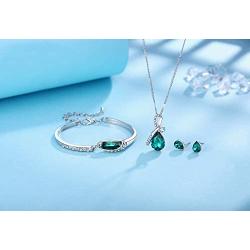 ISAACSONG.DESIGN Women’s Silver Plated Rhinestone Teardrop Necklace, Earring, Bracelet Bridal Jewelry Set for Wedding