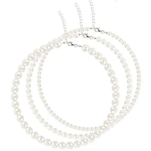 Deoot 3 Size Round Imitation Pearl Necklaces Choker Wedding Pearl Necklace for Women Wedding Brides White(6mm,8mm,10mm) Deoot 3 Size Round Imitation Pearl Necklaces Choker Wedding Pearl Necklace for Women Wedding Brides White(6mm,8mm,10mm)