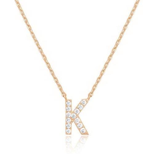PAVOI 14K Yellow Gold Plated Cubic Zirconia Initial Necklace | Letter Necklaces for Women