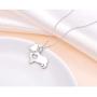 FLYOW 925 Sterling Silver Hollow Heart Husky Corgi Dog Pendant Necklace Jewelry for Women Girls Birthday Gift, 18''
