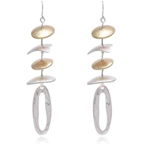 Joan Miro Abstract & Geometric Metal Motif Mobile Statement Long Earrings