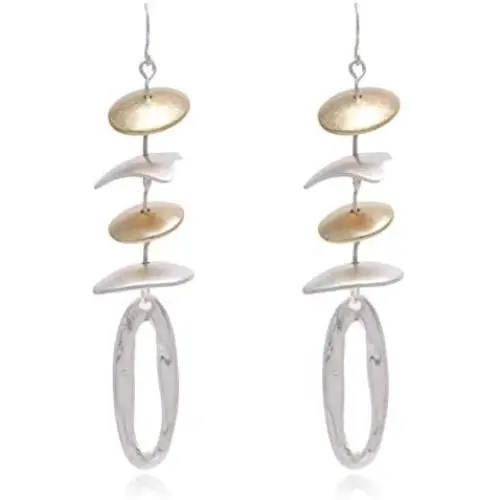 Joan Miro Abstract & Geometric Metal Motif Mobile Statement Long Earrings Joan Miro Abstract & Geometric Metal Motif Mobile Statement Long Earrings