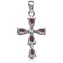 Silvershake 1.05ct. Natural Amethyst White Gold Plated 925 Sterling Silver Cross Pendant with 18 Inch Chain Necklace