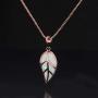 CiNily Opal Leaf/Flower Pendant Necklace for Women Silver Plated Jewelry Gift