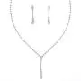 Fairyu Womens Wedding Necklaces Crystal Long Dangle Necklace Earrings Set Silver Bride Rhinestone Necklaces Earrings Drop Jewelry Dainty Y Pendant Necklace for Bridal