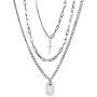YOPQ 2Pcs Lock Statement Pendant Necklace Long Chain Punk Multilayer Choker Necklace For Women Man Girls