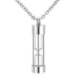 Sug Jasmin Hourglass Urn Necklace for Ashes Cremation Jewelry Keepsake Memorial Pendants with Fill Kit