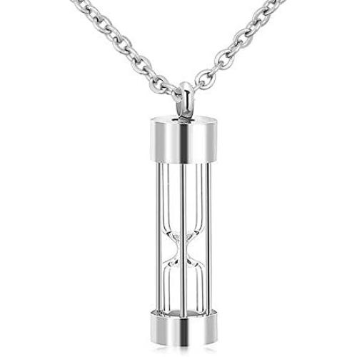 Sug Jasmin Hourglass Urn Necklace for Ashes Cremation Jewelry Keepsake Memorial Pendants with Fill Kit