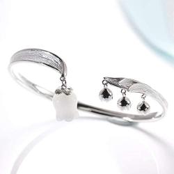 Jewever Lily of the Valley 925 silver bracelet with original romantic natural white jade flower adjustable ladies jewelry gift