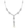 Mariell Freshwater Pearl and CZ Tulip Dangle Wedding Necklace - Silver Platinum Plated Jewelry for Brides Mariell Freshwater Pearl and CZ Tulip Dangle Wedding Necklace - Silver Platinum Plated Jewelry for Brides
