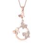 Crystalline Azuria Rose Gold Jewelry Butterflies Jewelry Sets White Zirconia Crystals Pendant Necklace 18'' Huggies Earrings 18K Rose Gold Plated Costume Jewelry for Women