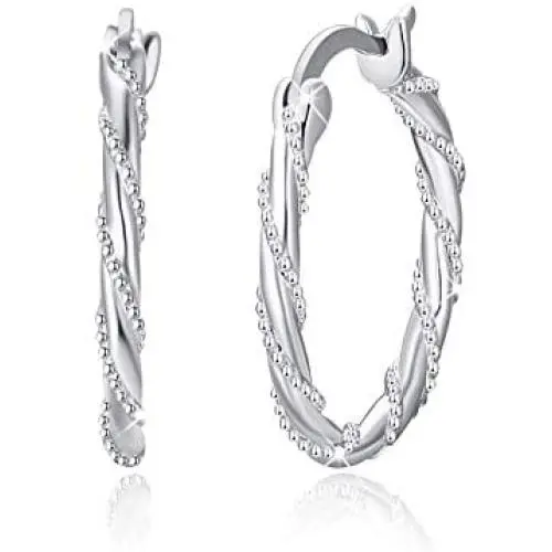 925 Sterling Silver Round Loops Earrings for Women, Hypoallergenic Twisted Hoops Earrings for Sensitive Ears, Mother Day Jewelry Gift for Women Girlfriend Daughter with Gift Box 925 Sterling Silver Round Loops Earrings for Women, Hypoallergenic Twisted Hoops Earrings for Sensitive Ears, Mother Day Jewelry Gift for Women Girlfriend Daughter with Gift Box