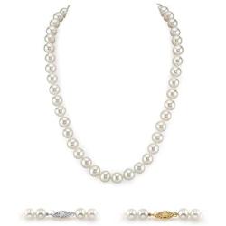 THE PEARL SOURCE 14K Gold AAAA Quality White Freshwater Cultured Pearl Necklace for Women in 20'' Matinee Length