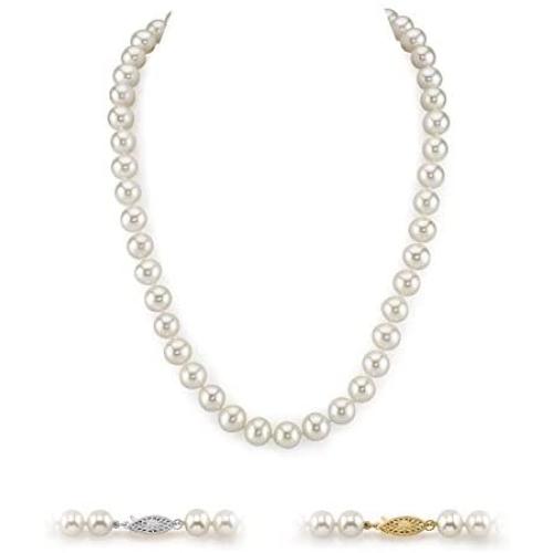 THE PEARL SOURCE 14K Gold AAAA Quality White Freshwater Cultured Pearl Necklace for Women in 20'' Matinee Length
