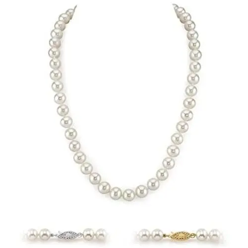 THE PEARL SOURCE 14K Gold AAAA Quality White Freshwater Cultured Pearl Necklace for Women in 20'' Matinee Length THE PEARL SOURCE 14K Gold AAAA Quality White Freshwater Cultured Pearl Necklace for Women in 20'' Matinee Length