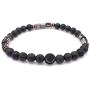 Mens Recycled Glass & Lava Stretch Bead Bracelet Handcrafted in USA - Black