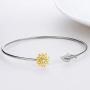 GOXO Boho Sterling Silver Golden Sunflower Cuff Adjustable Bracelet for Women Girls