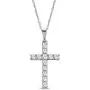 14K White Gold Diamond Cross Pendant with Sterling Silver Chain Necklace (1/2 cttw, I-J Color, I2-I3 Clarity), 18''