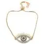 LESLIE BOULES 18K Gold Plated Evil Eye Bracelet for Women Adjustable Chain LESLIE BOULES 18K Gold Plated Evil Eye Bracelet for Women Adjustable Chain