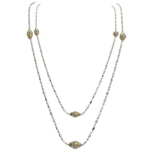 John Medeiros Gold and Silver Tone Long Strand 38'' Necklace with Handcrafted Charms Made in America