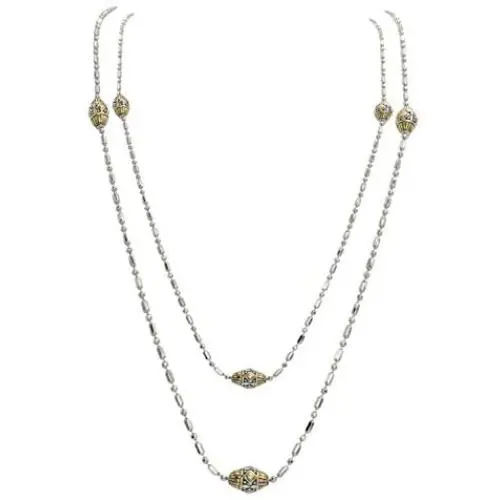 John Medeiros Gold and Silver Tone Long Strand 38'' Necklace with Handcrafted Charms Made in America John Medeiros Gold and Silver Tone Long Strand 38'' Necklace with Handcrafted Charms Made in America