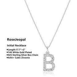 925 Sterling Silver Chain Letter Necklaces for Women |Cubic Zirconia 14K White Gold Plated A Initial Necklace for Women Men Girls Gifts