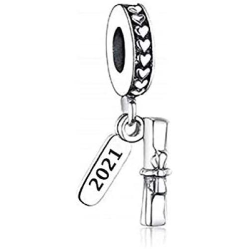 BOLENVI 925 Sterling Silver Graduate Student 2021 Graduation Grads Scroll Diploma Beads For Charm Bracelets ♥ Best Jewelry Graduation Gifts For Her ♥