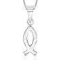 925 Sterling Silver Ichthus Christian Vertical Fish Pendant Necklace, 18''