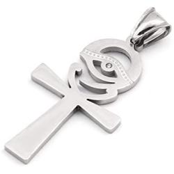 GUNGNEER Coptic Ancient Egyptian Talisman Amulet Ankh Cross Pendant Eye of Horus Necklace Stainless Steel Jewelry