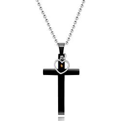 Uloveido Stainless Steel Plain Cross Pendant Necklace with Mustard Seeds Heart Pendant for Men and Women Y633