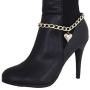 TFJ Women Fashion Jewelry Boot Bracelet Gold Metal Chain Links Shoe Bling Love Heart Charm