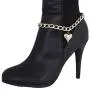 TFJ Women Fashion Jewelry Boot Bracelet Gold Metal Chain Links Shoe Bling Love Heart Charm