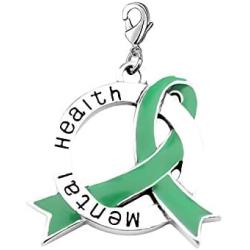 CENWA Mental Health Awareness Green Ribbon Necklace/Zipper Pull Mental Illness Jewelry Green Ribbon Depression Anxiety Warrior Gift
