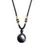 Sinymilk Double Rainbow Eyes Obsidian Stone Pendant Lucky Blessing Beads Amulet