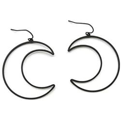 Bohemian Black Hollow Big Moon Pendant Earrings for Women Girls Jewelry Gifts Punk Metal Cute Moon Dangle Drop Earrings Jewelry