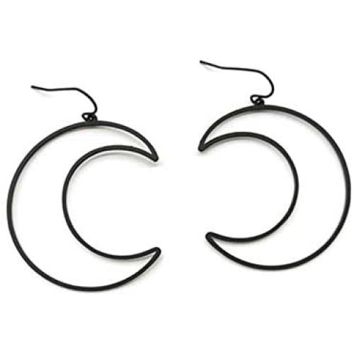 Bohemian Black Hollow Big Moon Pendant Earrings for Women Girls Jewelry Gifts Punk Metal Cute Moon Dangle Drop Earrings Jewelry