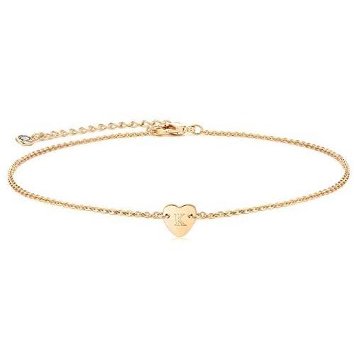 Mevecco Tiny Gold Heart Initial Necklace 14K Gold Filled Handmade Letter Heart Choker Necklace for Women Kids Child Initial Necklace Minimalist Personalized Jewelry Flower Women