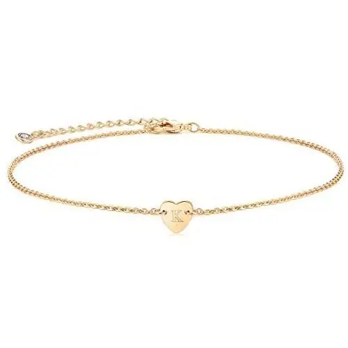 Mevecco Tiny Gold Heart Initial Necklace 14K Gold Filled Handmade Letter Heart Choker Necklace for Women Kids Child Initial Necklace Minimalist Personalized Jewelry Flower Women