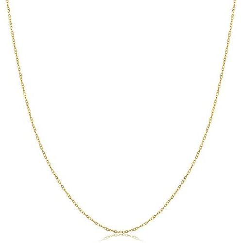 Kooljewelry 14k Yellow Gold 0.7 mm Thin Round Cable Chain Necklace (16, 18, 20, 22, 24 or 30 inch)