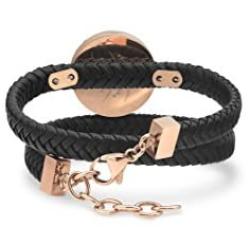 Unique Diffuser Aromatherapy Bracelet, Double Wrap Faux Leather, 25mm Rose Gold Locket (Rose Gold)
